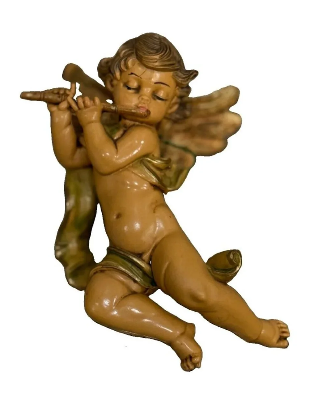Vintage Depose Italy Angel Cherub With Flute Christmas Ornament #265 Spider
